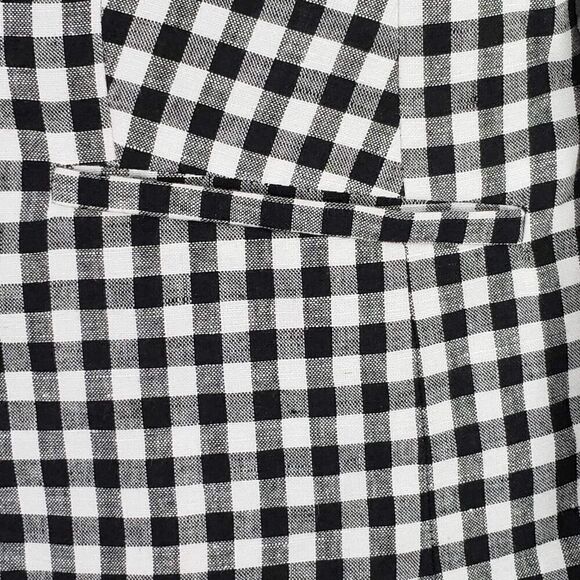 Talbots Blazer Women's Size 4 P Petite Black White Gingham Linen Jacket - Picture 4 of 12
